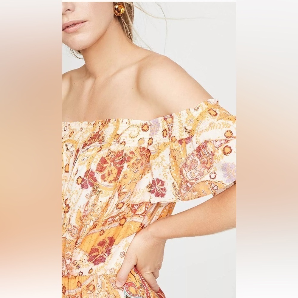 Free People Carmen Jumpsuit Off Shoulder Floral Wide Leg Size S - Picture 3 of 16
